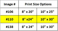 Print Size Options